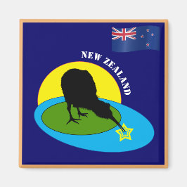 Nya Zeeland Flagga & Kiwi Bird-resande, helgdag /B Magnet
