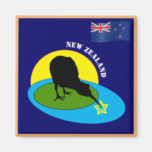 Nya Zeeland Flagga & Kiwi Bird-resande, helgdag /B Magnet