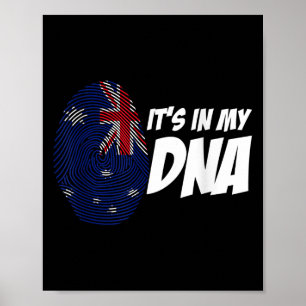 Nya Zeeland Flagga Kiwi Fingeravtryck Present Nya Poster