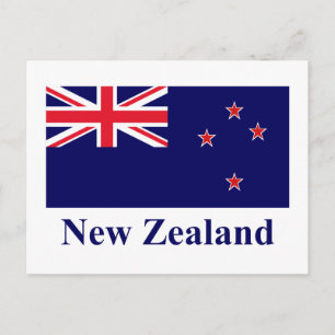 Nya Zeeland Flagga med Namn Vykort