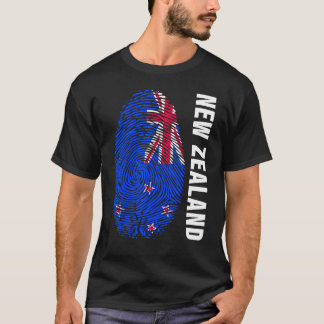 Nya Zeeland flagga som fingeravtrycksmotiv T Shirt