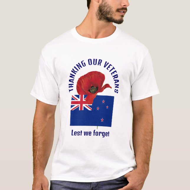 Nya Zeeland Flagga TACK VETERANS T Shirt (Framsida)