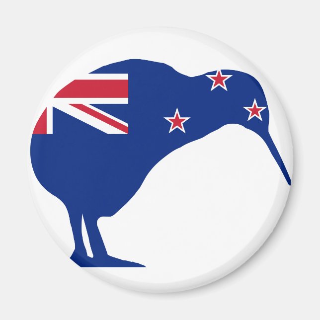 Nya Zeeland Flagga With Kiwi SIlhouette Magnet (Framsidan)