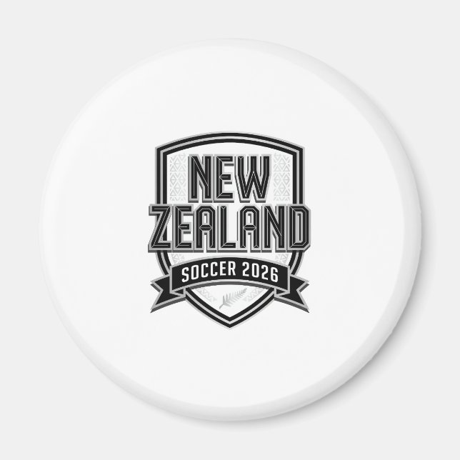 Nya Zeeland Fotboll 2026 Fotboll Fet Land Typogr Magnet (Framsidan)