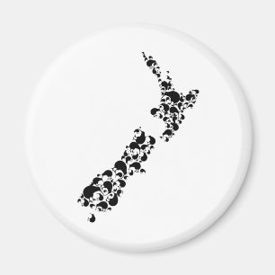 NYA ZEELAND - fullt kiwis - svart Magnet