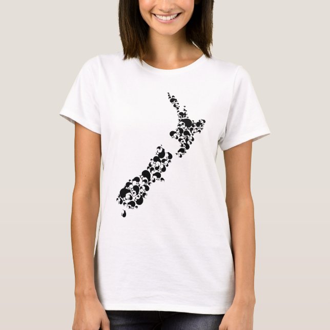 NYA ZEELAND - fullt kiwis - svart Tee Shirt (Framsida)
