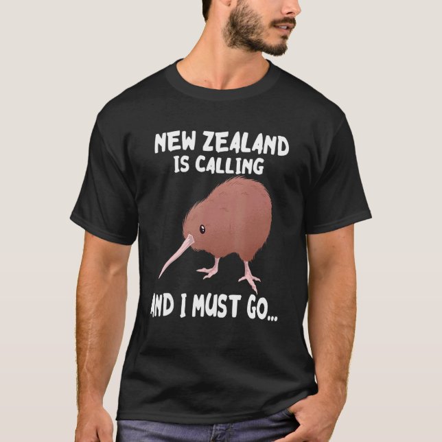 Nya Zeeland kallar Kiwi Bird Wildlife Animal B T Shirt (Framsida)