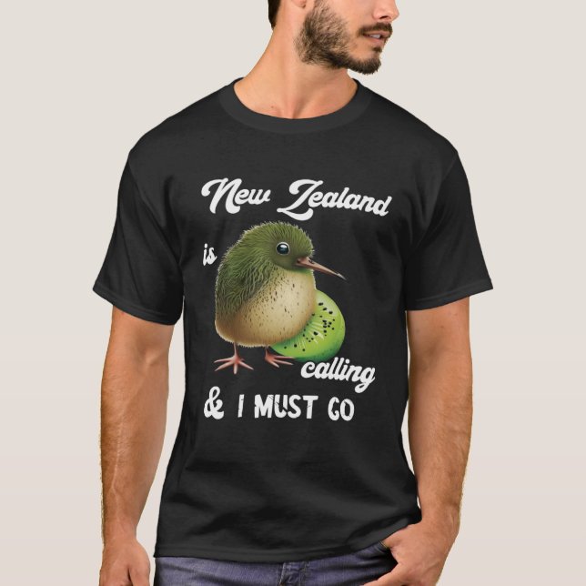 Nya Zeeland kallar Kiwi Bird Wildlife Fruit and T Shirt (Framsida)