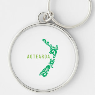 Nya Zeeland Karta Aotearoa Nya Zealander Gift Idea Rund Silverfärgad Nyckelring
