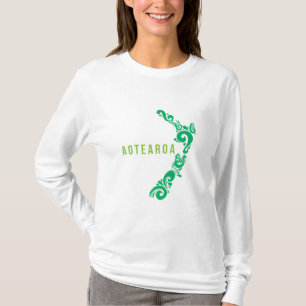 Nya Zeeland Karta Aotearoa Nya Zealander Gift Idea T Shirt