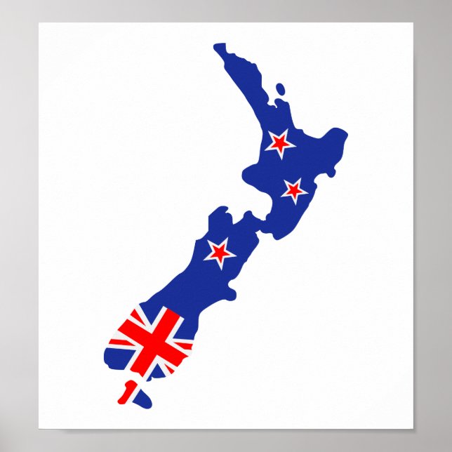 Nya Zeeland karta flagga Poster (Framsidan)