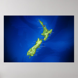 Nya Zeeland Karta Poster