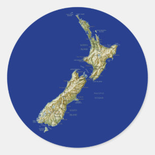 Nya Zeeland Karta Sticker Runt Klistermärke