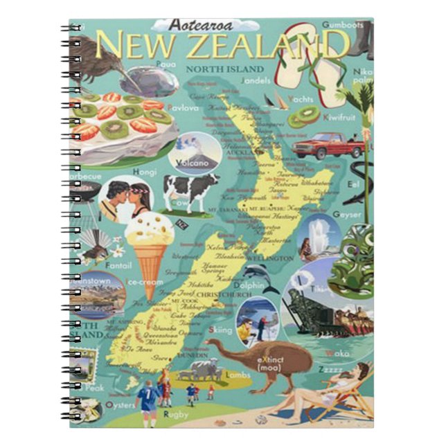 Nya Zeeland Kartanteckningsbok Anteckningsbok (Framsidan)