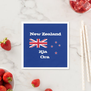 Nya Zeeland, Kia Ora & Nya Zeelands flagga / fest Pappersservett