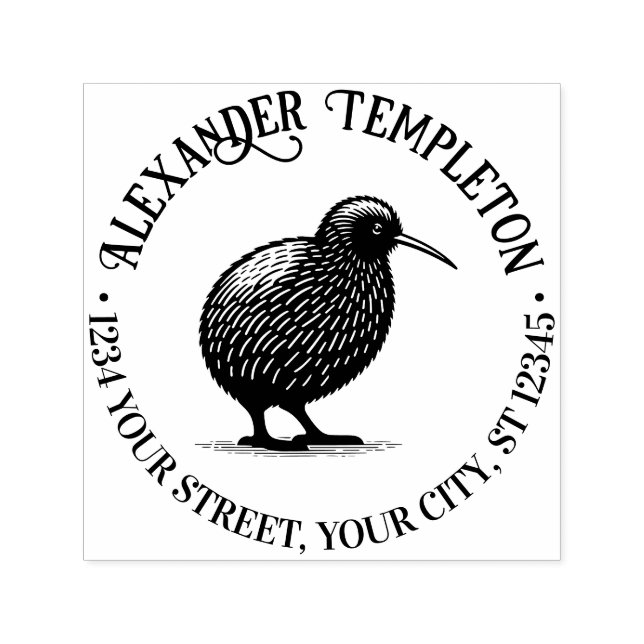 Nya Zeeland Kiwi Bird Namn Returadress Självfärgande Stämpel (Design)