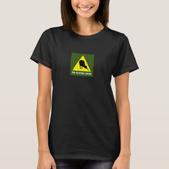 Nya Zeeland, Kiwi Bird & No Flies Zon/Aotearoa T Shirt (Framsida)