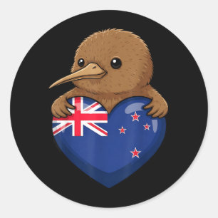 Nya Zeeland Kiwi-fågel Runt Klistermärke