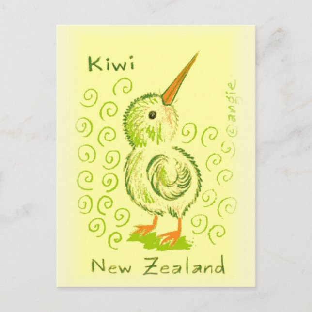 Nya Zeeland Kiwi Fågel Vykort (Framsida)