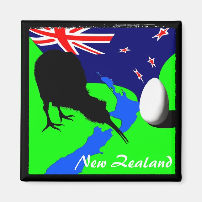 Nya Zeeland, Kiwi, Flagga (Magnet) Magnet (Framsidan)