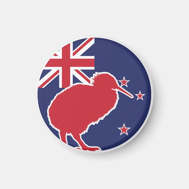 Nya Zeeland Kiwi New Zealander National Animal Fla Magnet (Framsidan)