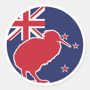 Nya Zeeland Kiwi New Zealander National Animal Fla Runt Klistermärke