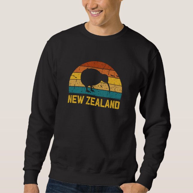 Nya Zeeland Kiwi Retro Lång Ärmad Tröja (Framsida)
