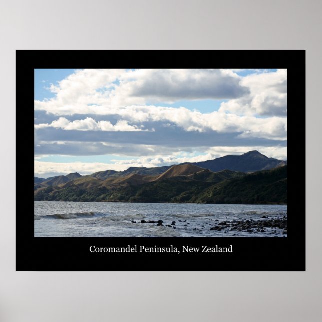 Nya Zeeland Kusten w/Black Gräns Poster (Framsidan)