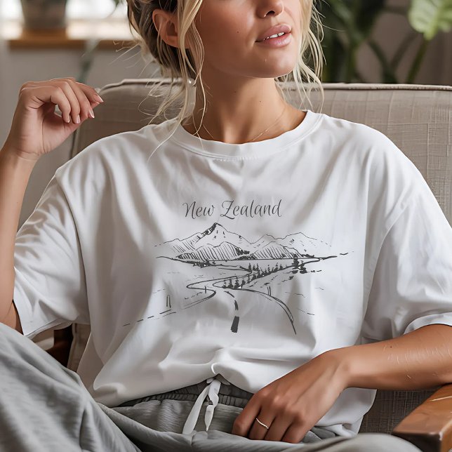 Nya Zeeland landskapsskiss T Shirt (Skapare uppladdad)