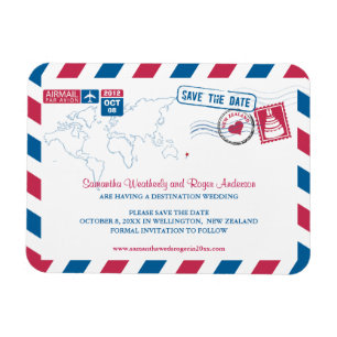 Nya Zeeland Luft Mail Bröllop spara datum 3x4 Magnet