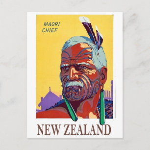 Nya Zeeland, Maori-hövding, ansikte, krigare, vint Vykort