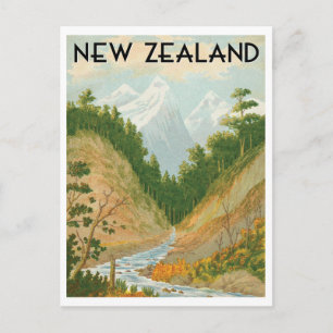 Nya Zeeland med vintage resor stil Vykort
