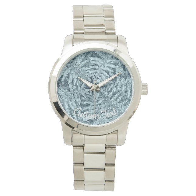 Nya Zeeland Metall Silver Färg Fern, Anpassningsba Armbandsur (Framsida)