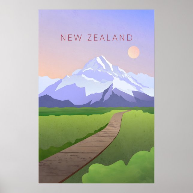 Nya Zeeland Minimalistisk Resa Affisch (Framsidan)