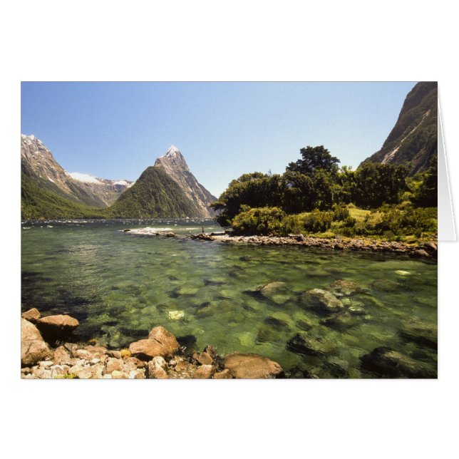 Nya Zeeland, Miter Peak och Bowen River som kommer Hälsningskort (Framsidan Horizontal)