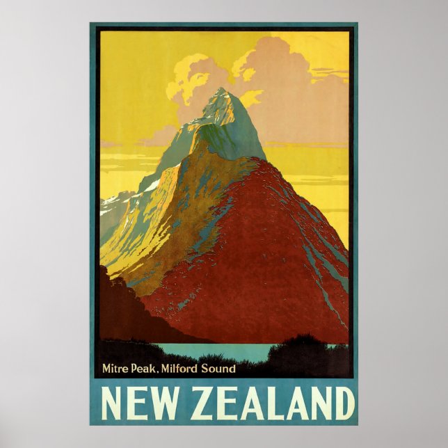 Nya Zeeland ~ Miter Peak Poster (Framsidan)