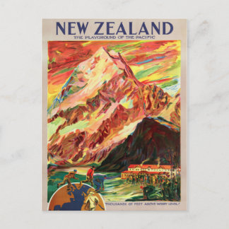 Nya Zeeland Mt. Cook Vintage resor Poster Vykort
