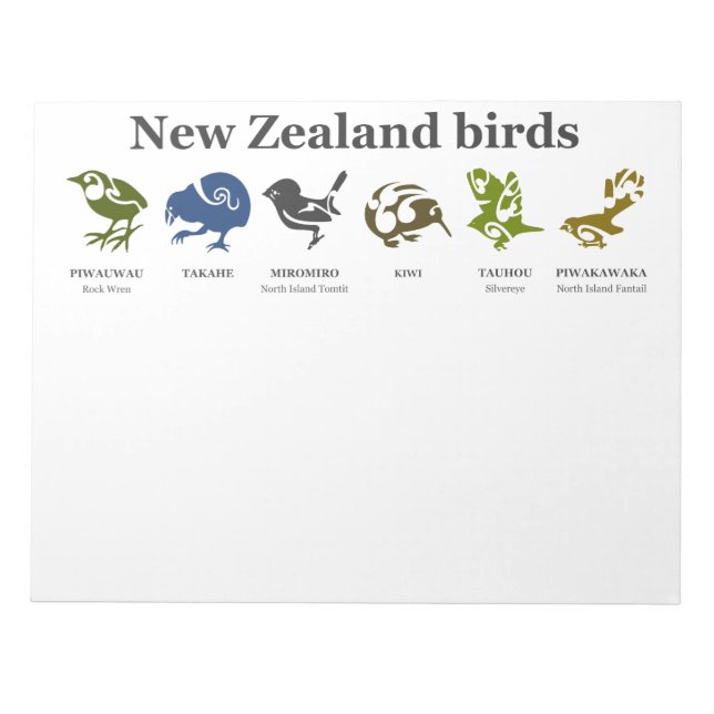 Nya Zeeland Native bird note pad Anteckningsblock (Framsida)