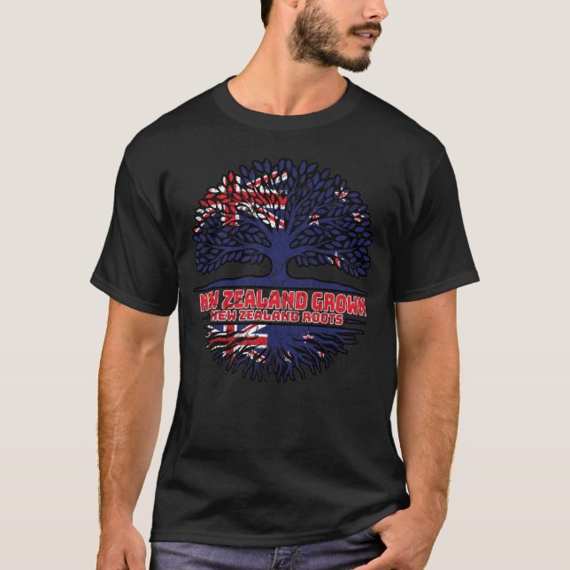 Nya Zeeland Nya Zealander Kiwi Träd Roots Flagga T Shirt (Framsida)