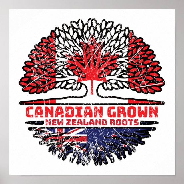 Nya Zeeland Nya Zeeland Canadian Canada Träd Roots Poster (Framsidan)