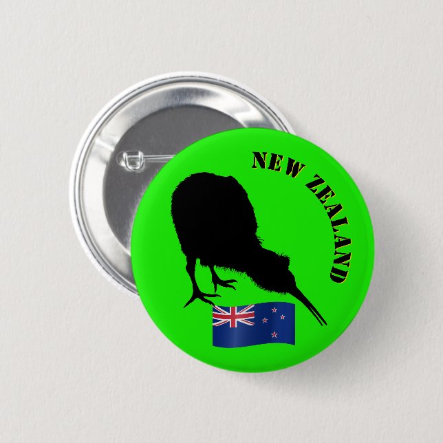 Nya Zeeland och Kiwi Bird - Kiwi design/påsar Knapp (Framsida & baksida)