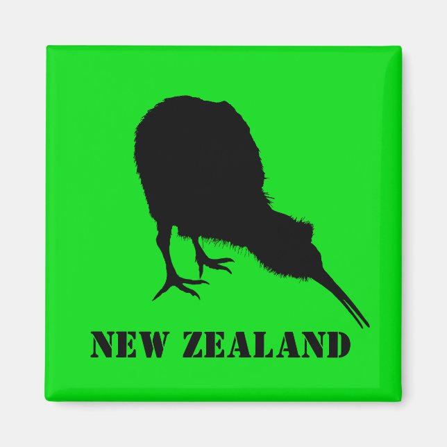 Nya Zeeland och Kiwi Bird Sillhouette/Aotearoa Magnet (Framsidan)