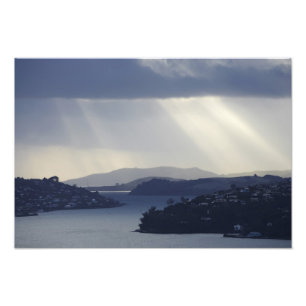 Nya Zeeland, Otago, Dunedin, Ljusstrålar över Fototryck