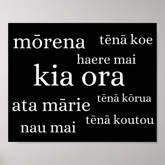 Nya Zeeland Poster med Kiwi Hälsning (Framsidan)