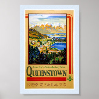 Nya Zeeland Queenstown Återställd Vintageaffisch Poster