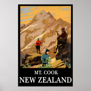 Nya Zeeland Resa Poster Mt Cook Tryck Aoraki Konst