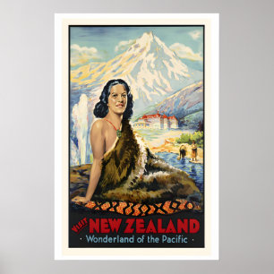 Nya Zeeland Resaaffisch - Inramad Oinramad Poster