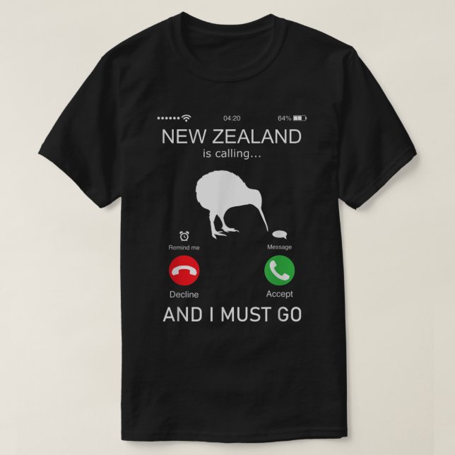 Nya Zeeland ringer och jag måste åka, zealand Fond T Shirt (Design framsida)
