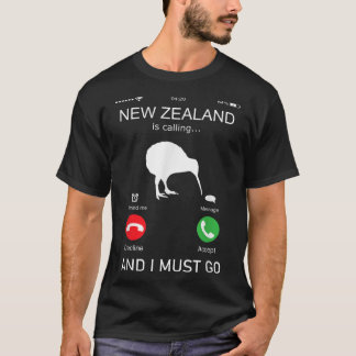 Nya Zeeland ringer och jag måste åka, zealand Fond T Shirt
