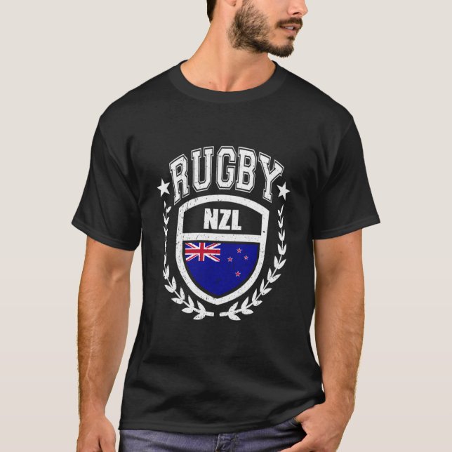 Nya Zeeland Rugby Gear New Zealand Flagga Sport T Shirt (Framsida)